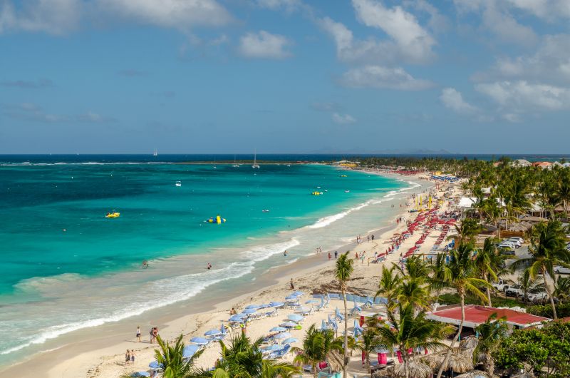 Blick über die Baie Orientale in Saint-Martin