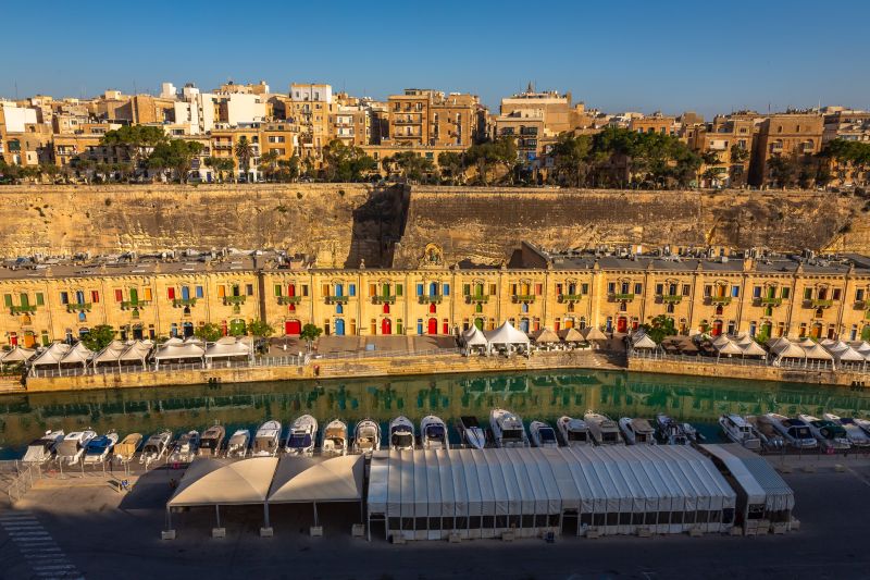 Blick vom Schiff an Quay 1-2 auf die Valletta Watefront