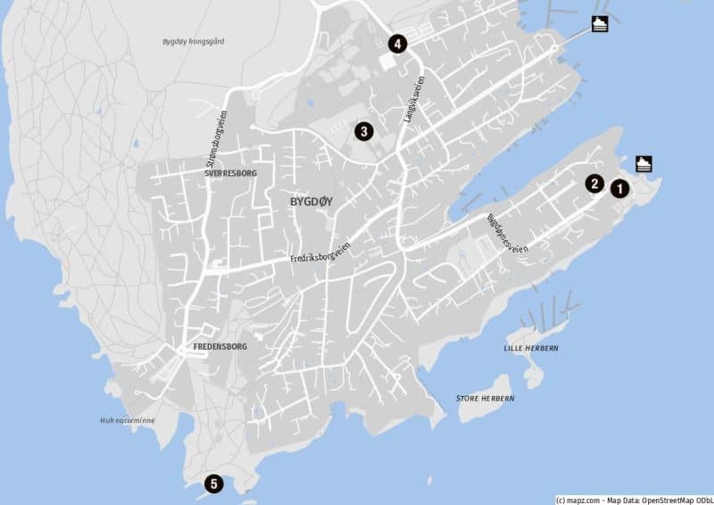 Karte der Museumsinsel Bygdøy