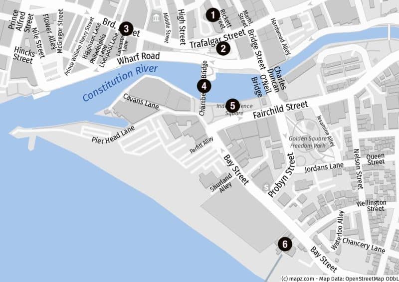 Karte vom Zentrum von Bridgetown auf Barbados