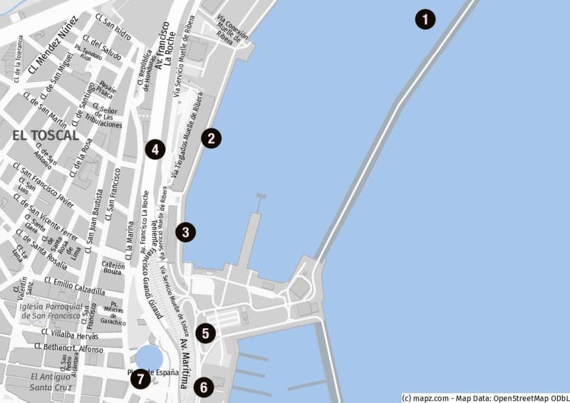 Karte des Kreuzfahrthafens von Santa Cruz de Tenerife