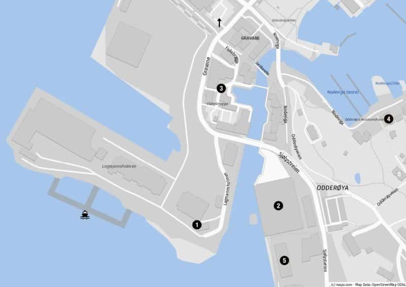 Der Nahbereich rund um das Kristiansand Cruise Terminal