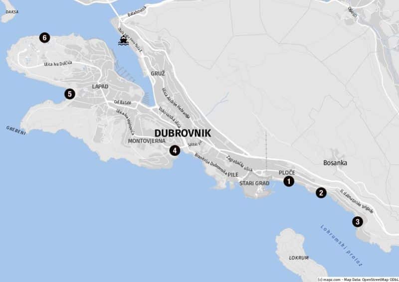 Die Strände von Dubrovnik