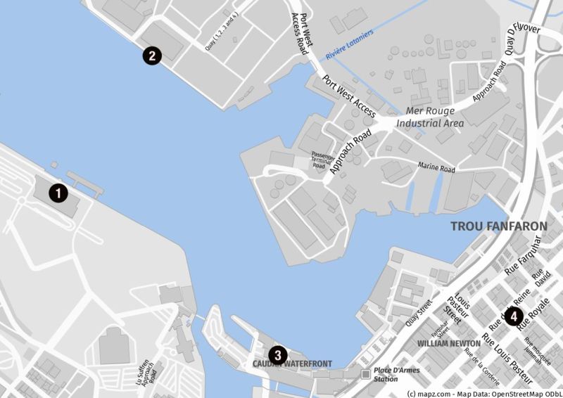 Karte des Kreuzfahrthafens von Port Louis