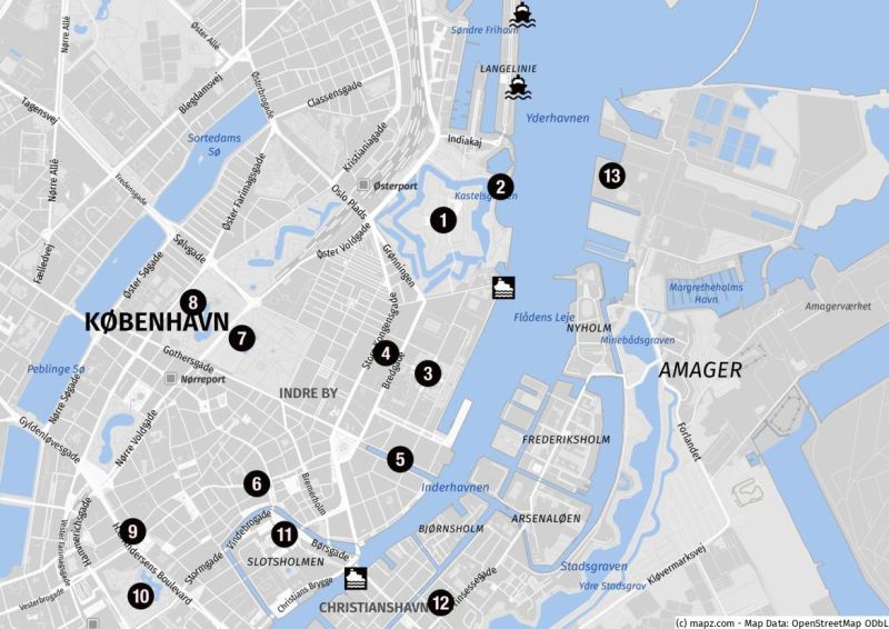 Karte für einen Stadtrundgang ab Langeliniekaj