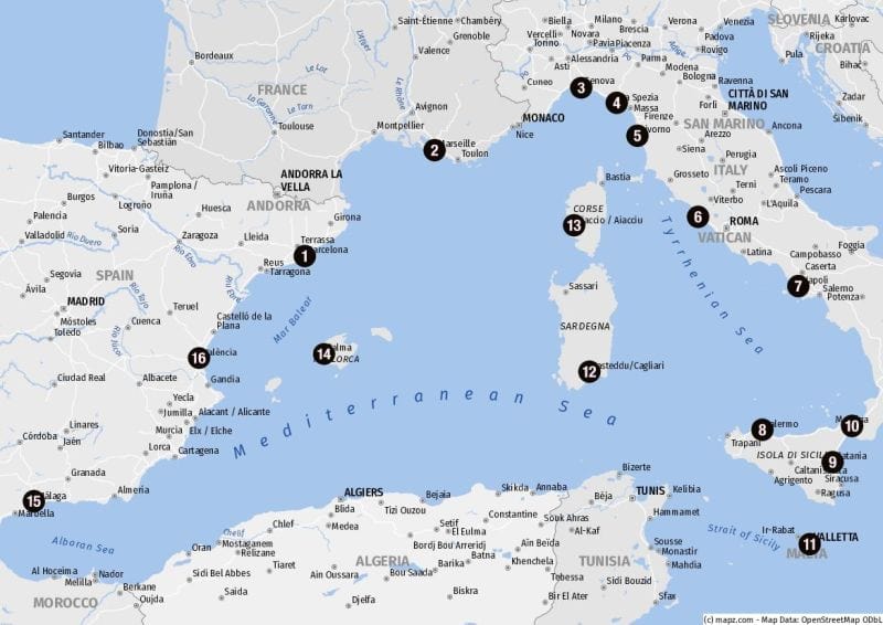 Landausflüge im Mittelmeer (West)