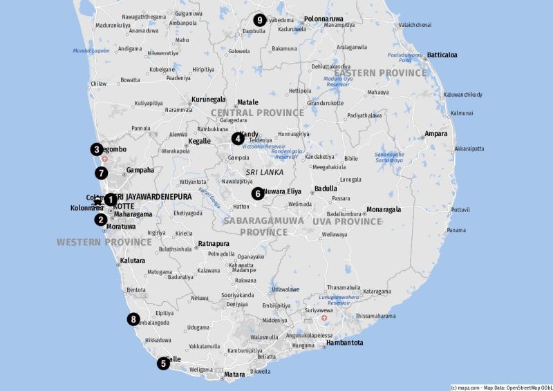 Landausflugsziele im Umland von Colombo
