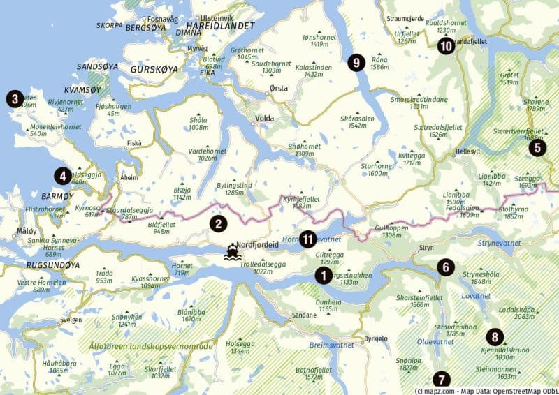 Landausflugsziele im Umland von Nordfjordeid