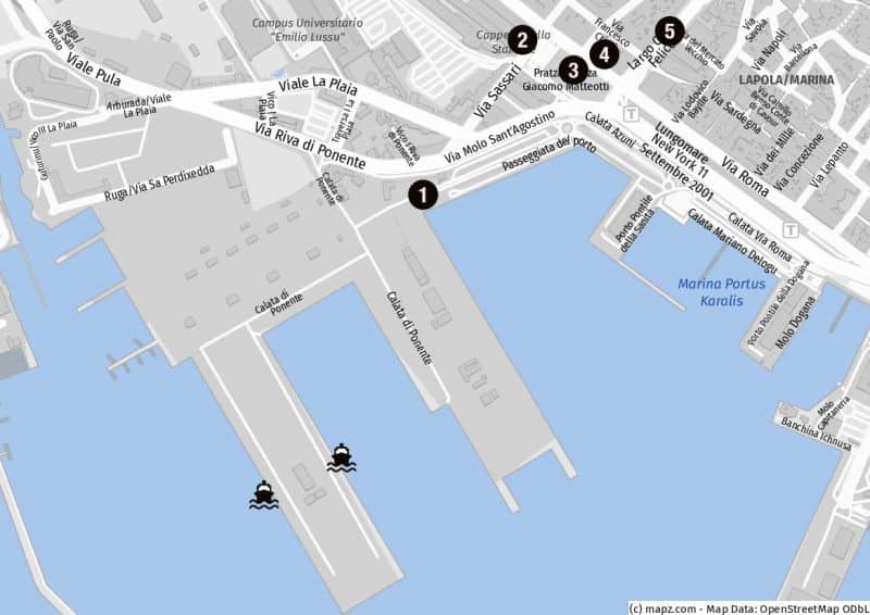 Rund um den Hafen in Cagliari