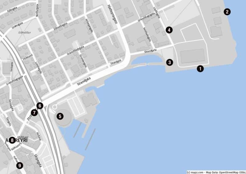 Rund um den Kreuzfahrthafen von Akureyri