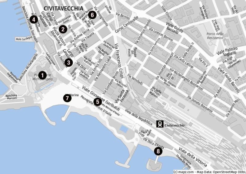 Sehenswürdigkeiten im Stadtzentrum von Civitavecchia