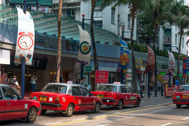 Die roten Urban Taxis in Hongkong
